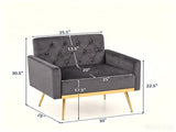 Gray Modern Tufted Velvet Accent Chair, Ergonomic Wide Seat Single Sofa Chair with Padded Armrests, 79130353