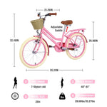 ZUN Multiple Colors,Girls Bike with Basket for 7-10 Years Old Kids,20 inch wheel ,No Training Wheels W1019P171907