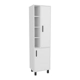 FM FURNITURE Pinal Linen Cabinet with Open Storage and 2 Doors, White B128P301384