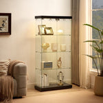 ZUN 4-Tier Glass Display Cabinet, Double Door Glass Cabinet, Four Partitions, Two Locks, Floor Standing 54482700