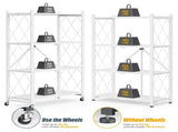 4-Tier Folding Storage Shelves with Wheels, Foldable Metal Rack, Collapsible Shelves for 10462892