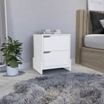 ZUN Nightstand with 2-Drawers, End Table with Sturdy Base, White B097120605