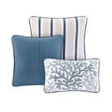 ZUN Brushed Microfiber Quilt Set with Throw Pillows Blue King B03597485