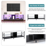 ZUN TV stand,Iron TV cabinet,entertainment center, TV set, media console, with LED lights, remote 02287276