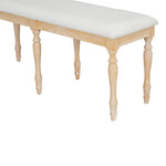 ZUN TOPMAX Vintage Traditional 50.4inch Upholstered Dining Bench with 6 Solid Wood Legs, Natural N717P170409A