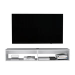 ZUN Warrior 59" Floating Tv Stand with Two open shelves, media compartments and cable management B070P224231