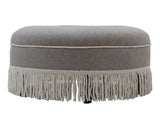 Yolanda 24" Round Upholstered Accent Ottoman, Light Gray Polyester with Ivory Trim B2719P238166