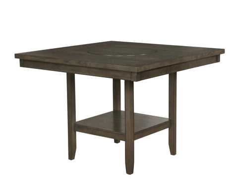 ZUN 1pc Contemporary Transitional Counter Height Dining Table with 20-Inch Lazy Susan Gray Finishen B011P160137