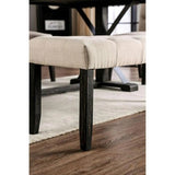 Classic Ivory 1PC BENCH Button Tufted Linen Like Fabric Solid wood Chair Upholstered Seat Breakfast B011104803