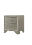 ZUN 1pc Modern Glam Style Champagne Finish Two Drawer Nightstand Embossed Crocodile Pattern B01181032