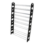 ZUN 10-Tier 50-Pair-of-shoes Adjustable Steel & Plastic Shoe Rack Black & Silver 28726985