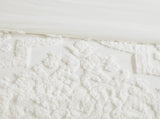 3 Piece Tufted Cotton Chenille Damask Comforter Set Off-White Full/Queen B03597087
