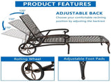 193*64.5*93cm Backrest Adjustable Courtyard Cast Aluminum Lying Bed Bronze 01637540