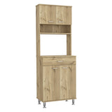 ZUN Pantry Cabinet 67" H, Four Doors, One Drawer, Three Internal Shelves, 2 External Storage Shelves, B097133017