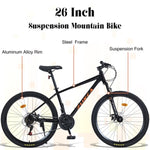 ZUN Mountain Bike for Men and Women 26 inch 24 Speed Suspension Fork KENDA Tires W1019P187578