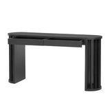 U_Style 59-inch Long Console Table,Oak Veneer Sofa Table,Curved and Straight Line Design,Behind the N711P290711B