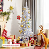 5 Feet White Artificial Christmas Pencil Tree with Folding Metal Stand 08228370