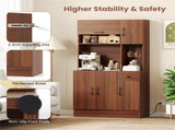 Multifunctional Kitchen Cupboard with Adjustable Shelves, Stemware Rack & Drawer, Anti-Toppling 52937032