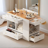 Closet Island with 6 Drawers, Wardrobe Armoire Bedroom Island with Glass Display Top and Open 07777254