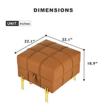 22 inches Anti-scratch Leather Storage Ottoman, Pet Friendly Entryway Bench with Golden Stainless W1191P196356