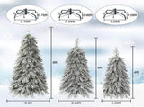 Snowy Cascading Christmas Trees 3-Piece Set with Control Lighting, Flocked Weeping Branches, and N710P523023K