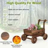 27" Decorative Wooden Wagon Cart with Handle Wheels 37746695