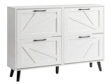 Barn door with 4 flip-down drawers, black metal single-sided handle melamine particleboard black 26867923