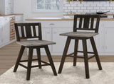 Pub Height Chairs Set of 2, Distressed Gray and Black 360-degree Swivel Chair Solid Rubberwood B011P194915