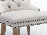 Modern, High-end Tufted Solid Wood Contemporary Flax Upholstered Dining Chair with Wood Legs 71781162