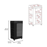 Baltimore Bar Cart with Casters, Glass Door and 2-Side Shelf B070P188862