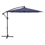 ZUN 10 ft. Steel Cantilever Offset Outdoor Patio Umbrella with Crank Lift - Blue W2181P181961