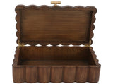 Scalloped Wooden Jewelry Box with Lid, Decorative Trinket Storage Organizer, Natural Wood 97401963