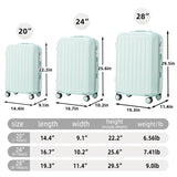 20/24/28in ABS Spinner Wheel Luggage, Carry on Suitcase, with Cup Holder & USB Port W2787P262952