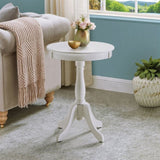 White Side Table with Turned Pedestal B062P181369