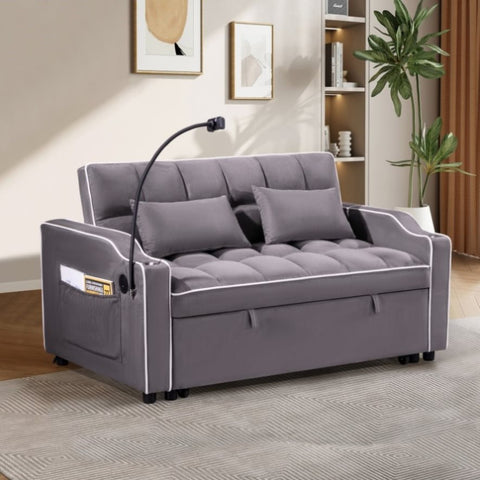 ZUN 1 multifunctional foldable sofa bed in 3 different lengths, modern sofa, upgraded suede fabric, W1910P268395