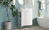 21.6" white Bathroom vanity, Combo Cabinet, Bathroom Storage Cabinet, Single Ceramic Sink, Left side 26996276
