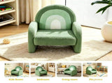 1pc Wood Frame Armchair Kids Sofa, Green Gradient Teddy Velvet 03099891