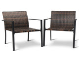 Set of 2 Stackable Outdoor Wicker Patio Dining Chairs, All-Weather Firepit Armchair with Armrests, 80539586