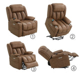 Pacay Brown Leather Aire Power Motion Recliner with Lift, Heating & Massage Function B2726P245483