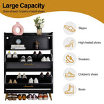 ZUN FCH Double Door 6-Layer Shoe Cabinet with High Foot LED Lights Particle Board 80*38*90cm Black 37595118