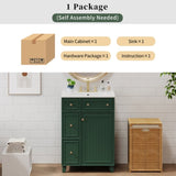 24" Forest Green Bathroom Vanity Cabinet with Ceramic Sink, 2 Drawers, 1 Soft-Close Door N729P264336G