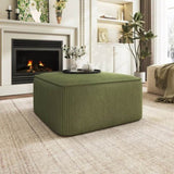 ISABELLA Square Ottoman, Olive Green, Corduroy N757P180768V