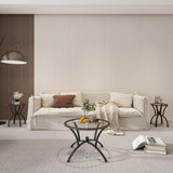 3 Piece Tempered Glass Surface Coffee Table Set, Decor Coffee Table Round End Side Table with Sturdy W2167P221147