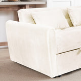 64.9"3-in-1 foldable large size sofa bed, modern velvet double sofa, sofa bed with adjustable back, W2564P228263