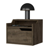 ZUN Nolan Dark Brown Dual-Shelf Display Floating Nightstand B062P175146