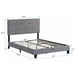 ZUN Queen Size Upholstered Platform Bed Frame with Button Tufted Linen Fabric Headboard, No Box Spring W2297140920