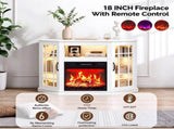 White Corner Fireplace TV Cabinet, 109.5*51*81.3cm, Embossed Particle Board 48588388