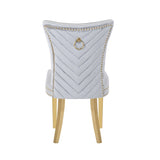 Eva 2 Piece Gold Legs Dining Chairs Finished with Velvet Fabric in Silver B00960894