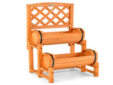 2-Tier Solid Fir Wood Raised Garden Bed with Trellis Cylindrical Planter Box for Climbing Plants 05049323