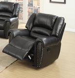 Modern 1pc Manual Motion Recliner Chair Glider Black Color Bonded Leather Armrest Cushion Seating B011P205581